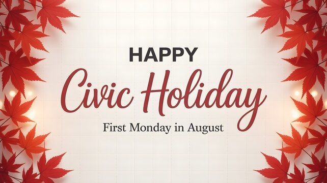 Civic holiday greeting with maple leaves first monday in august celebration