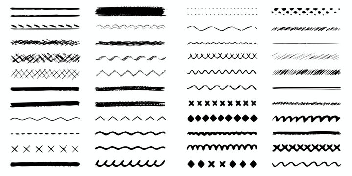 diverse collection of hand drawn sketchy lines on white background various line art black vector illustration pattern