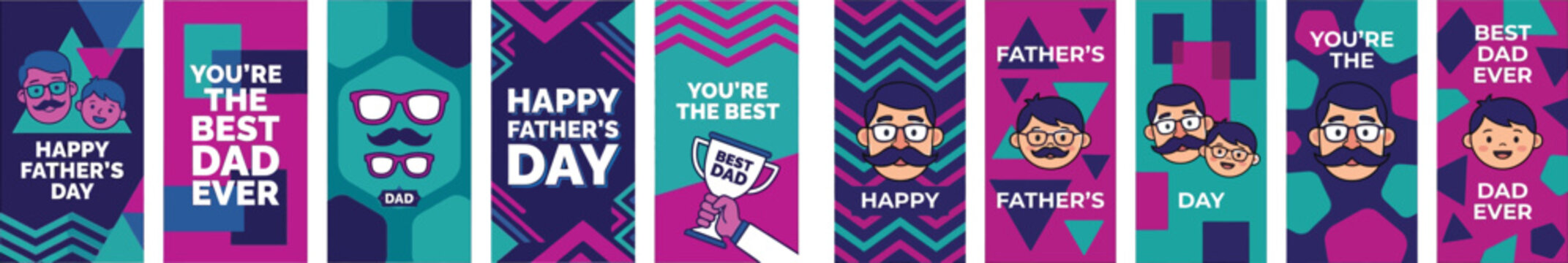 Father day card collection vibrant designs for celebrating dad