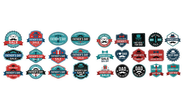 Father day sale badges stickers collection best dad special offer designs