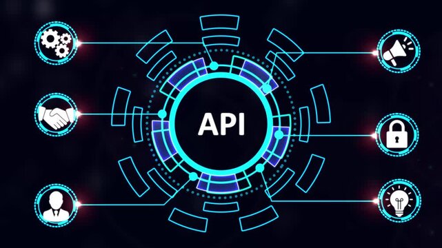 Api software development interface concept with digital hud infographic and network application programming interface