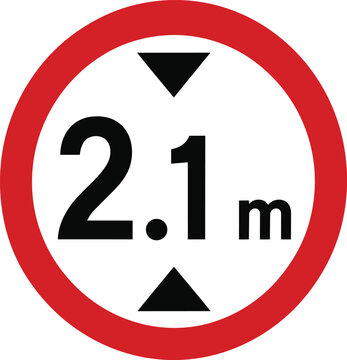 Standard maximum height limit road sign clearly indicating 21 meters essential for traffic regulation and safety warnings