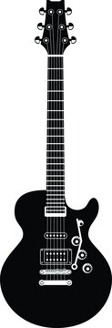 The six-string electric guitar black vector silhouette