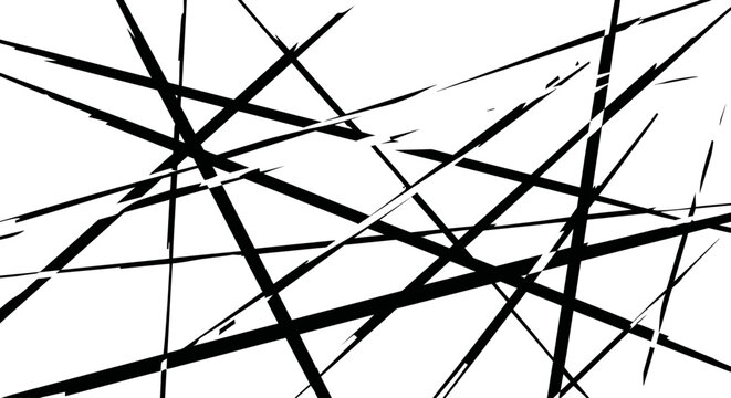 Abstract black and white intersecting lines pattern.