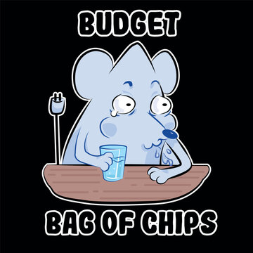 Budget Mouse Sticker | Funny Broke Mouse with Water and Chips Meme