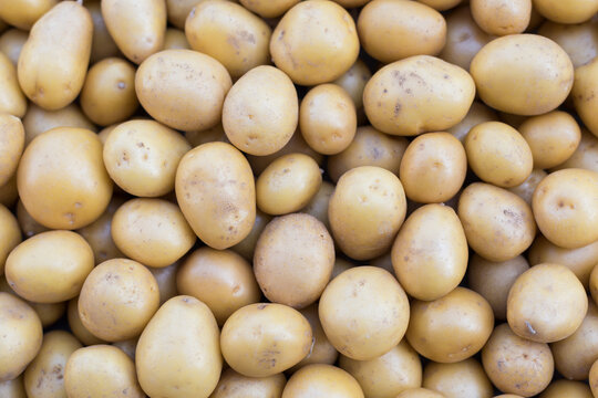 Top view of fresh washed potatoes