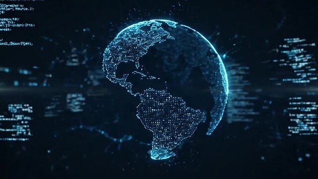 Digital globe showing global data connectivity and network flow