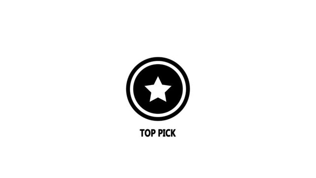 Black star icon inside a circle with the text TOPICK below on a white background symbol pick