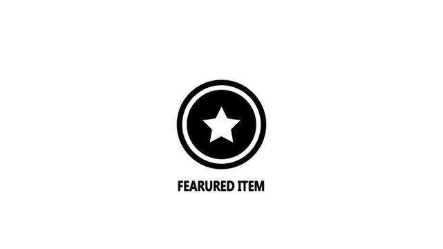Black star icon inside a circle with the text FEATUREDITEM below on a white background symbol