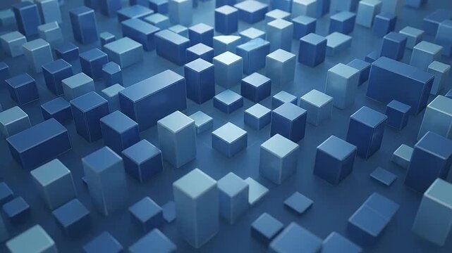 Abstract blue background with many small three dimensional cubes