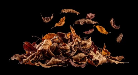 Fototapeta premium Dry leaves falling in air.