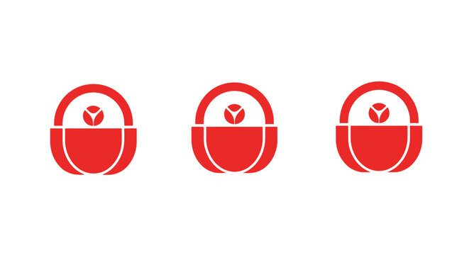 Red heart shaped logo with leaf symbol design.