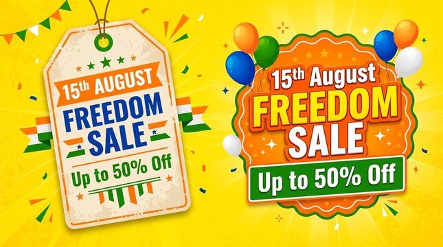 15th August Indian Independence Day concept sale logo, sale Sign, Sale Symbols Vector festival illustration, Sale offer