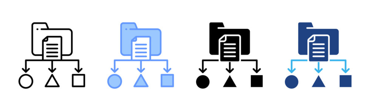 Data Classification icon set multiple style collection
