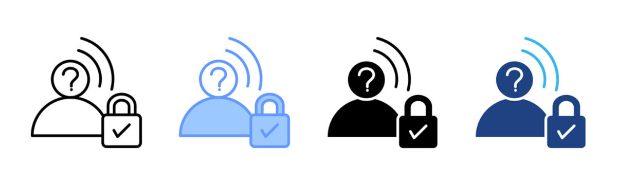 Anonymization icon set multiple style collection