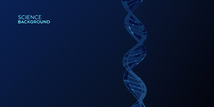 Abstract science background featuring a glowing blue dna double helix structure