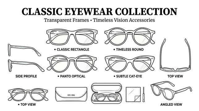 Classic Eyewear Collection: Transparent Frames, Timeless Vision Accessories
