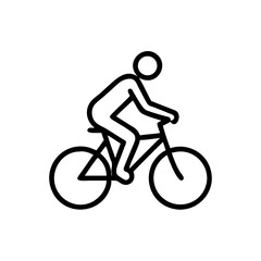 Obraz premium Man riding a bicycle line vector simple icon on transparent background.