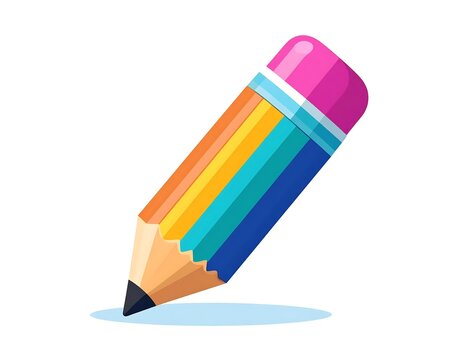Colorful cartoon pencil with eraser icon illustration.