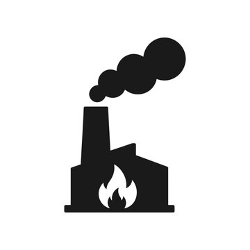 Factory Fire and Smoke Air Pollution Icon