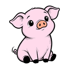 Obraz premium The Cute Pig Cartoon Illustration