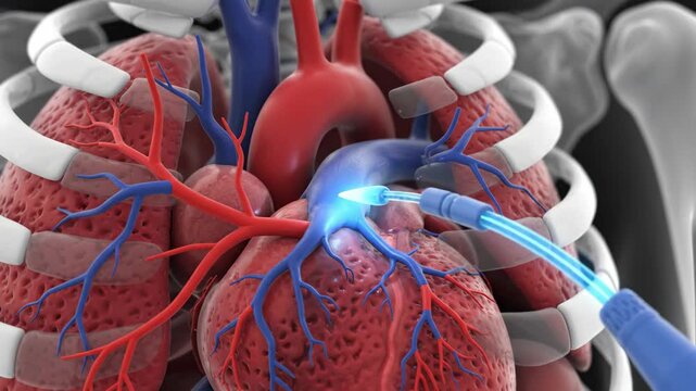 Medical Catheterization of Human Heart and Vascular System for Treatment.