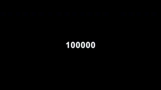 Animated counting to 100,000 Number Counter Overlay Alpha Channel 4K
