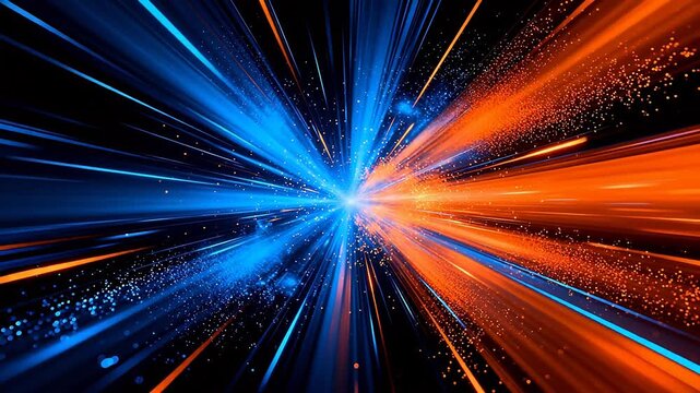 Colorful light beams radiating outward