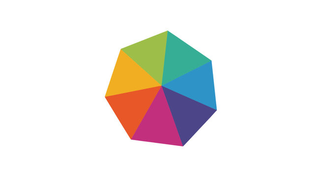 Multi Colored Heptagon Shape with Geometric Triangular Segments