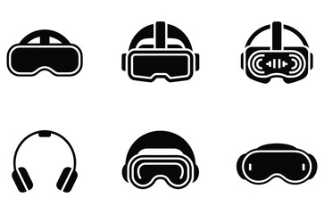 Fototapeta premium Virtual reality goggles silhouette icon