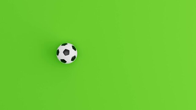 Soccer Ball Rolling in Circular Loop on Green Background. 3D Animation.