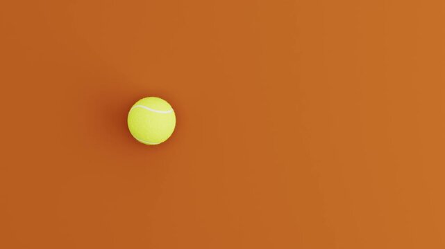 Tennis Ball Rolling in Circular Loop on Brown Background. 3D Animation.