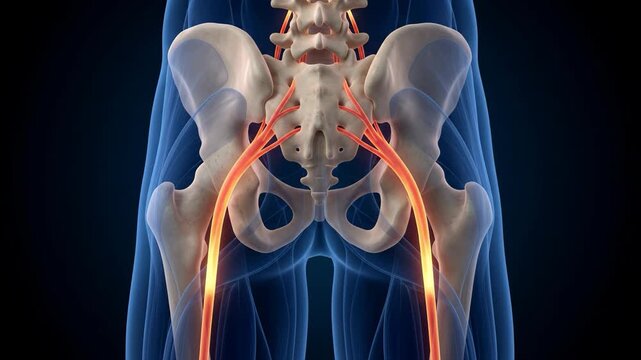 Anatomical visualization of the sciatic nerve in the pelvic region