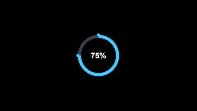 Animated 75 percent Circular Progress Ring Overlay Alpha Channel 4K