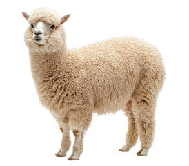 Fototapeta premium Hybrid Sheepllama Creature Plain White Background