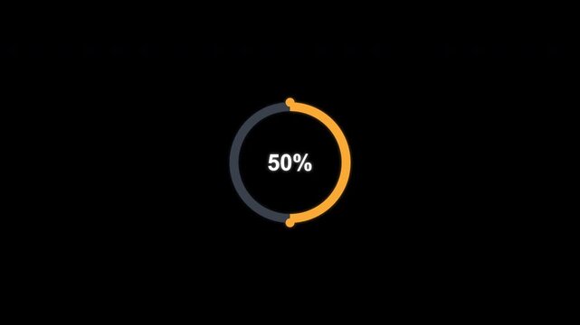 Animated 50 percent Circular Progress Ring Overlay Alpha Channel 4K