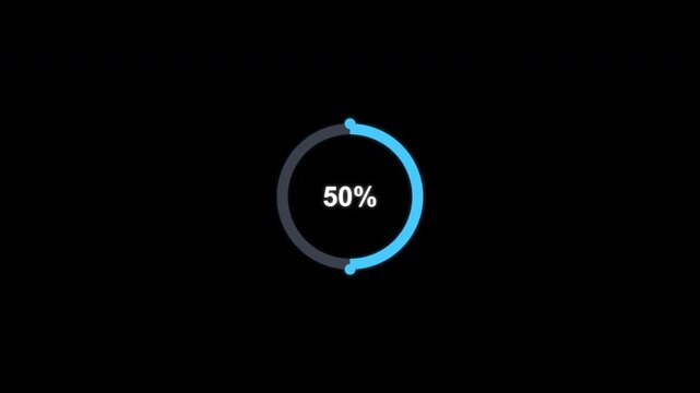 Animated 50 percent Circular Progress Ring Overlay Alpha Channel 4K