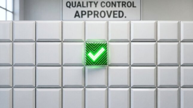 Quality Control Approved Checkmark, Green Light, Success Symbol, Business Concept