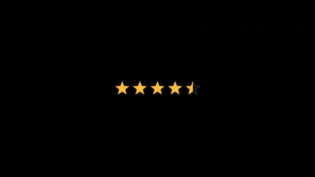 Animated 4.5 out of 5 Star Rating Overlay Alpha Channel 4K