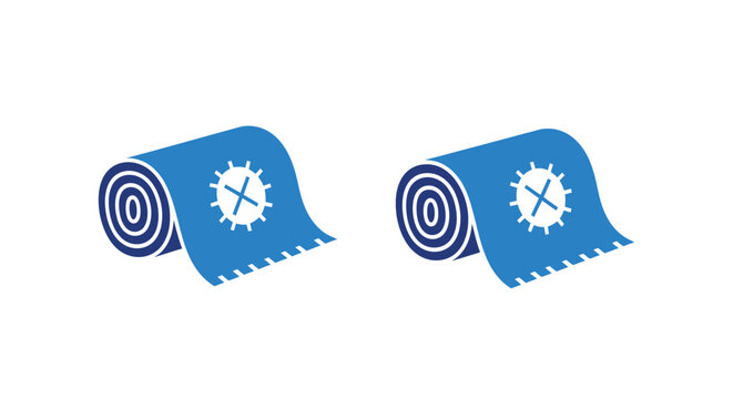 Blue rolled fabric with snowflake pattern design.