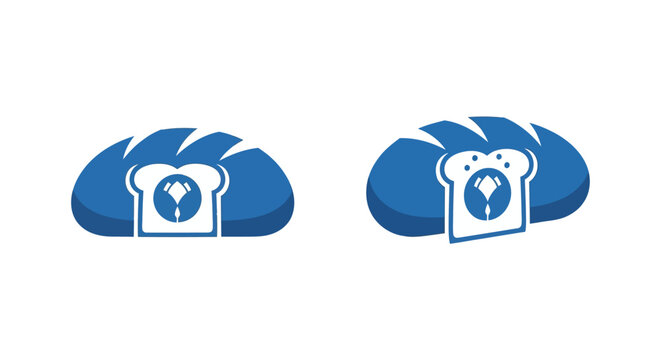 Blue cloud icons with bread and globe symbols inside.