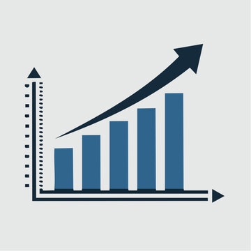 Graphique de croissance avec barres ascendantes et fl&egrave;che de progression, illustration business