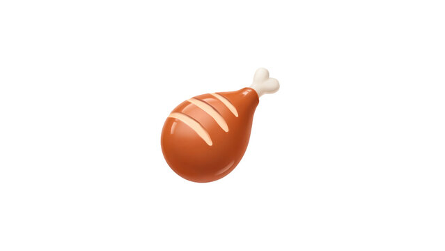 A glossy roasted chicken leg icon featuring a classic brown crust with a visible bone presented in a high quality 3d render on transparent background