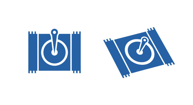Blue volume control icons with sound waves.