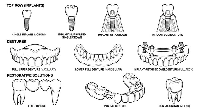 Dental Restorative Solutions: Implants, Dentures, Bridges, Crowns