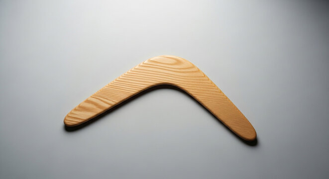 Wooden boomerang on a gray background
