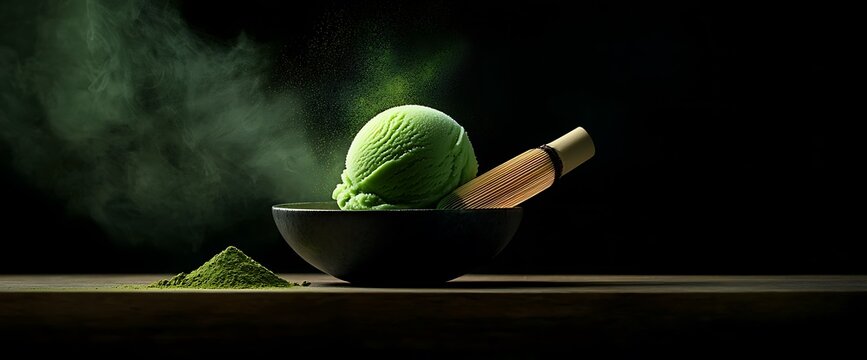 Green Ice Cream in Bowl