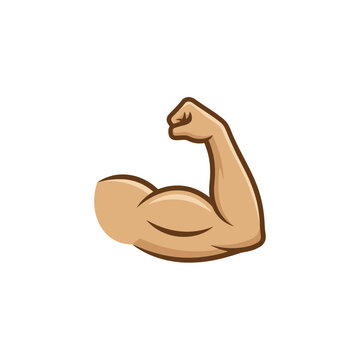 Muscular arm illustration with defined biceps and triceps vector graphic