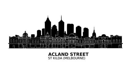 Obraz premium Acland Street St Kilda Melbourne Beachside Lifestyle Line Art