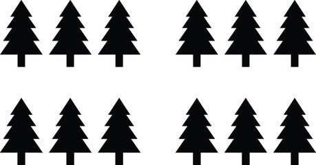 Obraz premium Simple Christmas Tree Silhouette Collection Set with Minimal Evergreen Icons for Winter Holiday Design and Decorations